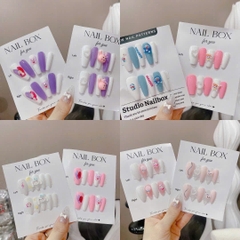 Bộ 10 Móng Tay Thiết Kế Đính Charm Gồm Keo+Dũa