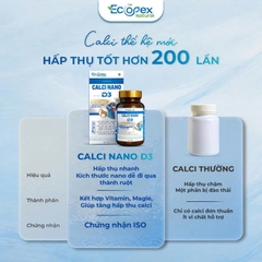 [3 HỘP TẶNG 1] CANXI NANO D3 - Viên Uống Bổ Sung Canxi, Hỗ Trợ Tăng Chiều Cao, Giúp Xương Chắc Khỏe - Hộp 60 Viên
