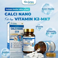 CANXI NANO D3 - Viên Uống Bổ Sung Canxi, Hỗ Trợ Tăng Chiều Cao, Giúp Xương Chắc Khỏe - Hộp 60 Viên