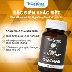 Kẽm Gluconat Tăng Cường Sức Khỏe Nam Giới - Hộp 60 Viên