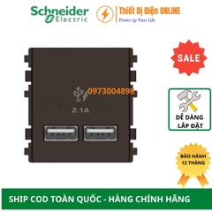8432USB_BZ Schneider Ổ cắm sạc USB 2.1A đôi Zencelo A màu đồng size 2S
