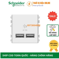 8432USB_WE Schneider Ổ cắm sạc USB 2.1A đôi Zencelo A màu trắng size 2S