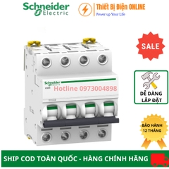 Aptomat Cầu dao tự động MCB 4P 40A 10KA Schneider A9F84440 Acti9 IC60H