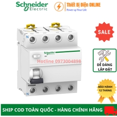 Aptomat chống giật RCCB 4P 40A 30mA Schneider A9R50440 Acti9 iID K