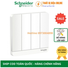 Công tắc bốn 1 chiều Schneider E8334L1LED_WE_G19 AvatarON màu trắng