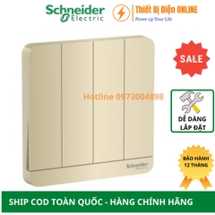 Công tắc bốn 1 chiều Schneider E8334L1LED_WG_G19 AvatarON màu vàng