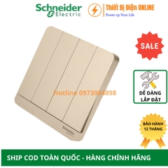 Công tắc bốn 1 chiều Schneider E8334L1LED_WG_G19 AvatarON màu vàng