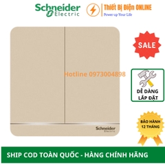 Công tắc đôi 2 chiều Schneider E8332L2LED_WG_G19 AvatarON màu vàng