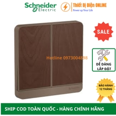 E8332L1LED_WD_G19 Schneider  công tắc đôi 1 chiều AvatarON màu gỗ