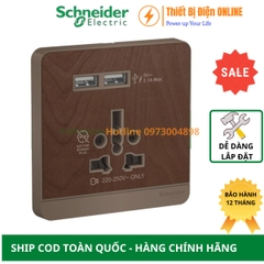 E8342616USB_WD Schneider ổ cắm đa năng và sạc USB AvatarON màu gỗ