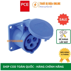 F323-6 PCE Ổ cắm công nghiệp 3P 32A IP44 gắn âm dạng thẳng