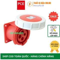 F3242-6 PCE Ổ cắm công nghiệp 4P 32A IP67 gắn âm dạng thẳng kín nước