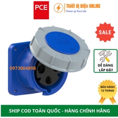 F343-6 PCE Ổ cắm công nghiệp 3P 125A IP67 gắn âm dạng thẳng kín nước