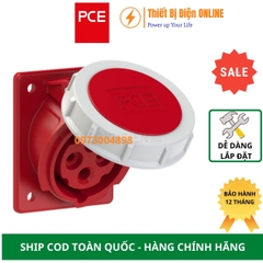 F4142-6F78 PCE Ổ cắm công nghiệp 4P 16A IP67 gắn âm dạng nghiêng kín nước