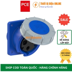 F433-6 PCE Ổ cắm công nghiệp 3P 63A IP67 gắn âm dạng nghiêng kín nước