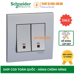 KB32D20NE_AS_G19 Schneider Công tắc Bình Nóng Lạnh 2 cực Vivace đôi màu xám bạc