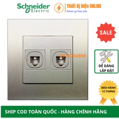 KB32TS_AS Schneider Ổ cắm điện thoại đôi Vivace telephone outlet màu xám bạc
