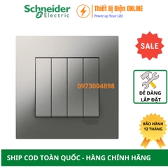 KB34S_1_WE Schneider Công tắc bốn 1 chiều Vivace màu xám bạc
