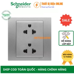 KB426UES2_AS_G19 Schneider Ổ cắm đôi 3 chân Vivace 2P+E 16A màu xám bạc