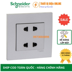 KB426US2_AS_G19 Schneider Ổ cắm đôi 2 chân Vivace 2P 10A màu xám bạc