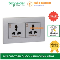 KBT413S_AS_G19 Schneider Ổ cắm đôi đa năng 3 chân Vivace 2P+E 13A màu xám bạc