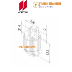 ME2591 Meikosha Phích cắm 3 chân 15A 125V 2P+E Plug