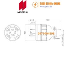MH2580 Meikosha Phích cắm 4 chân khóa cao su 30A 480V 3P+E Locking Plug