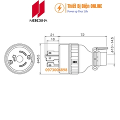 MH2583 Meikosha Phích cắm 3 chân khóa cao su 20A 250V 3P Locking Plug