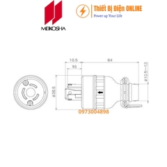 MH2589 Meikosha Phích cắm 3 chân khóa 15A 125V 2P+E cao su Locking plug