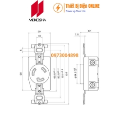 MH2824 Meikosha Ổ cắm 3 chấu khóa 20A 250V 2P+E Locking socket