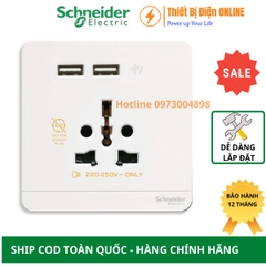 Ổ cắm đa năng và sạc USB đôi Schneider E8342616USB_WE_G19 AvatarON màu trắng