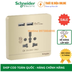 Ổ cắm đa năng và sạc USB đôi Schneider E8342616USB_WG_G19 AvatarON màu vàng