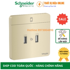 Ổ cắm sạc USB đôi Schneider E8332USB_WG_G19 AvatarON màu vàng
