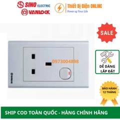 S1813S Ổ cắm 3 chấu vuông kiểu Anh có công tắc 13A Sino Vanlock S18