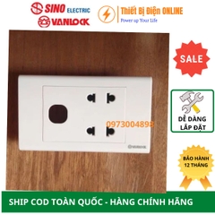 S18U2X Ổ cắm đôi 2 chấu và 1 lỗ Sino Vanlock S18