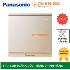 WMF511MYZ-1VN Panasonic Công tắc đơn 1 chiều có dạ quang Moderva vuông màu vàng ánh kim