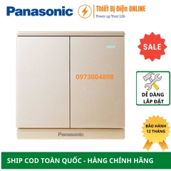 WMF514MYZ-1VN Panasonic Công tắc đôi 2 chiều dạ quang Moderva vàng ánh kim