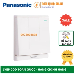 WMF515-1VN Panasonic Công tắc ba 1 chiều dạ quang Moderva màu trắng