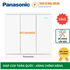 WMF516-1VN Panasonic Công tắc ba 2 chiều dạ quang Moderva đảo chiều cầu thang vuông màu trắng