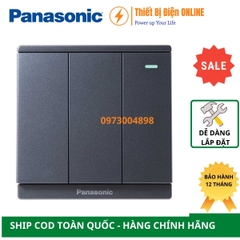 WMF516MYH-1VN Panasonic Công tắc ba 2 chiều dạ quang Moderva đảo chiều cầu thang xám ánh kim