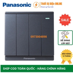 WMF517MYH-1VN Panasonic Công tắc bốn 1 chiều dạ quang Moderva xám ánh kim