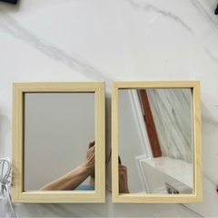 [LOẠI CAO CẤP]Khung gương KÍNH hiện ảnh GỖ NHẠT