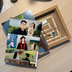 [LOẠI CAO CẤP]Khung gương KÍNH hiện ảnh cao cấp GỖ ĐẬM