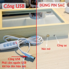 [LOẠI CAO CẤP]Khung gương KÍNH hiện ảnh GỖ NHẠT