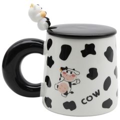 Ly Sứ Bò Sữa Có Nắp Kèm Thìa