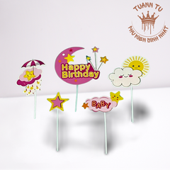 Set giấy: Trăng sao HPBD nhũ