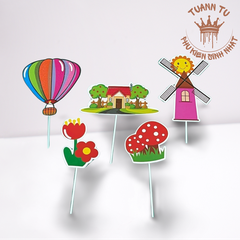 Set giấy: Khinh khí cầu ngôi nhà