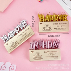 Nến Chữ Happy Birthday Ánh Kim Trang Trí Bánh Kem