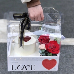 Hộp 2 ngăn quai xách/ Trắng Love