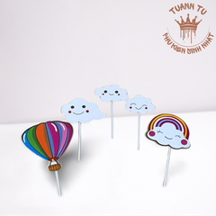 Set giấy: Cầu vòng mây khinh khí cầu